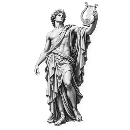 Gravure d'Apollon, dieu des arts, avec sa lyre